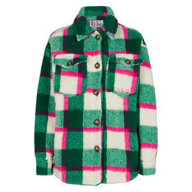 Woman sherpa overshirt with tartan pattern - MC2 Saint Barth