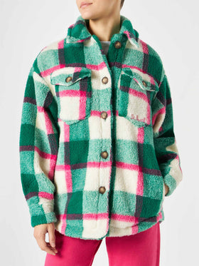 Woman sherpa overshirt with tartan pattern - MC2 Saint Barth