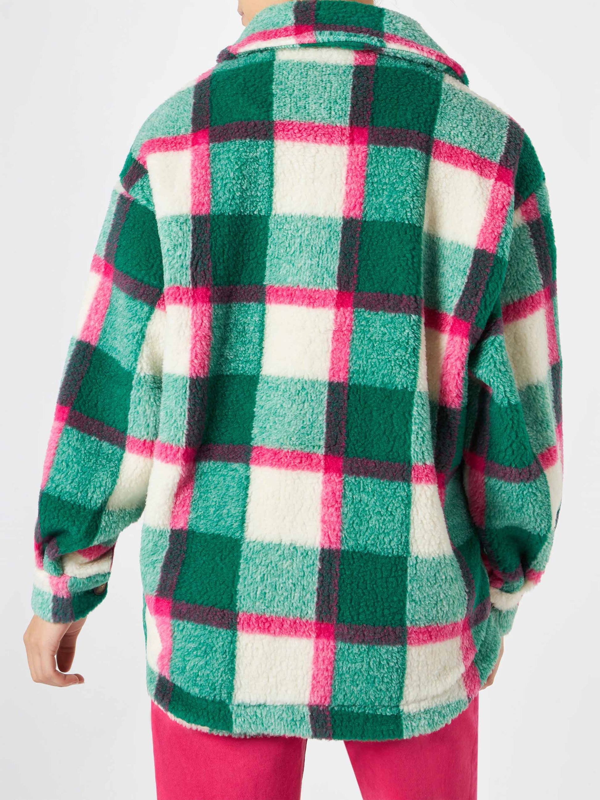 Woman sherpa overshirt with tartan pattern - MC2 Saint Barth