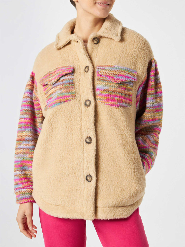 Woman sherpa overshirt with crochet details - MC2 Saint Barth