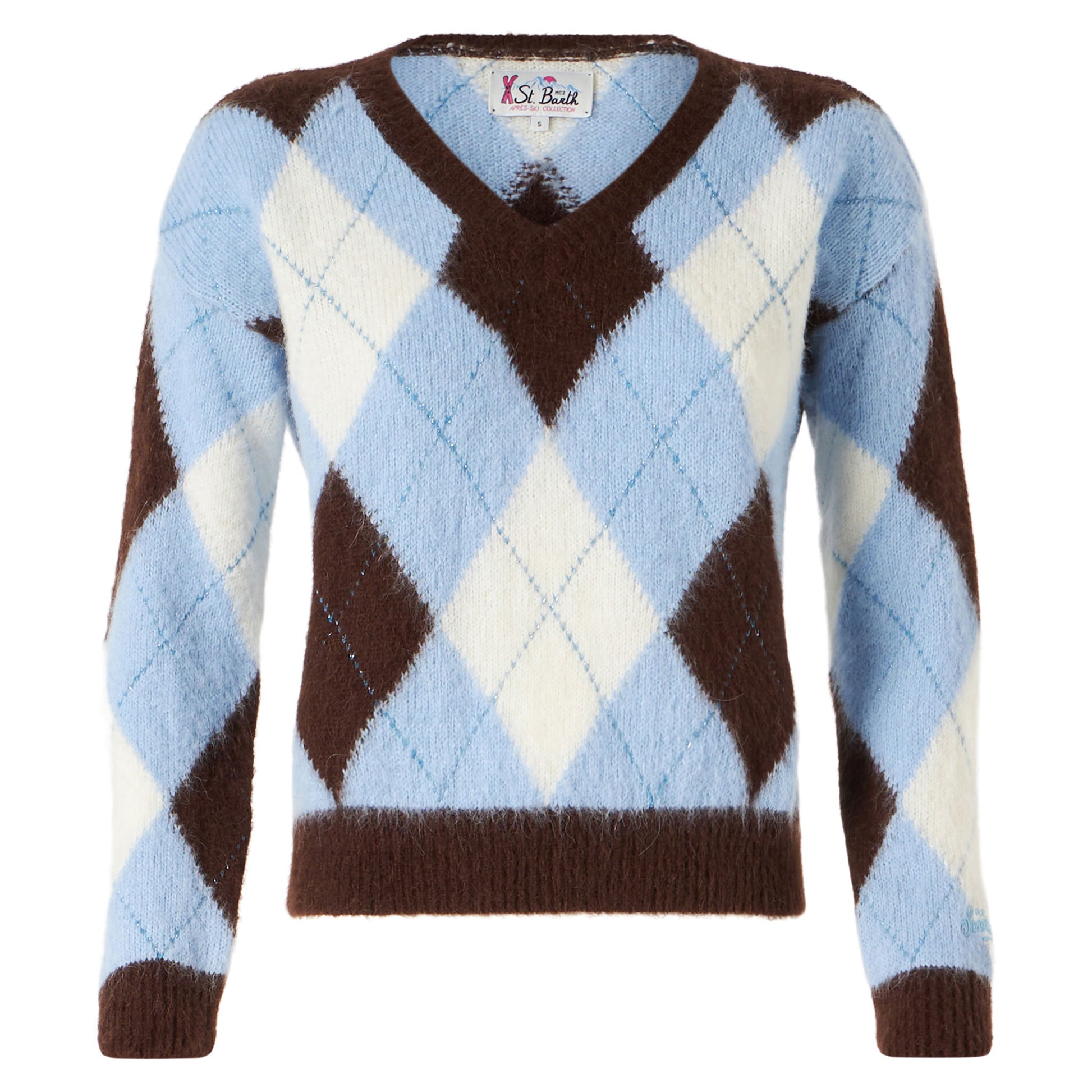 Woman cropped sweater with argyle pattern - MC2 Saint Barth