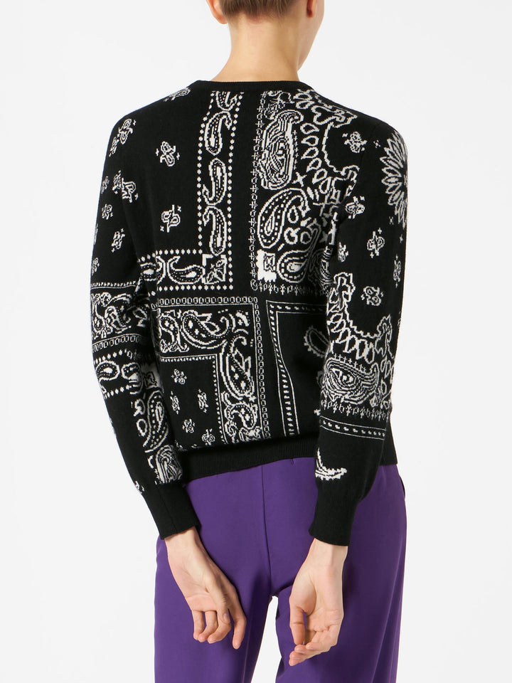 woman sweater blended cashmere black bandana pattern - MC2 Saint Barth