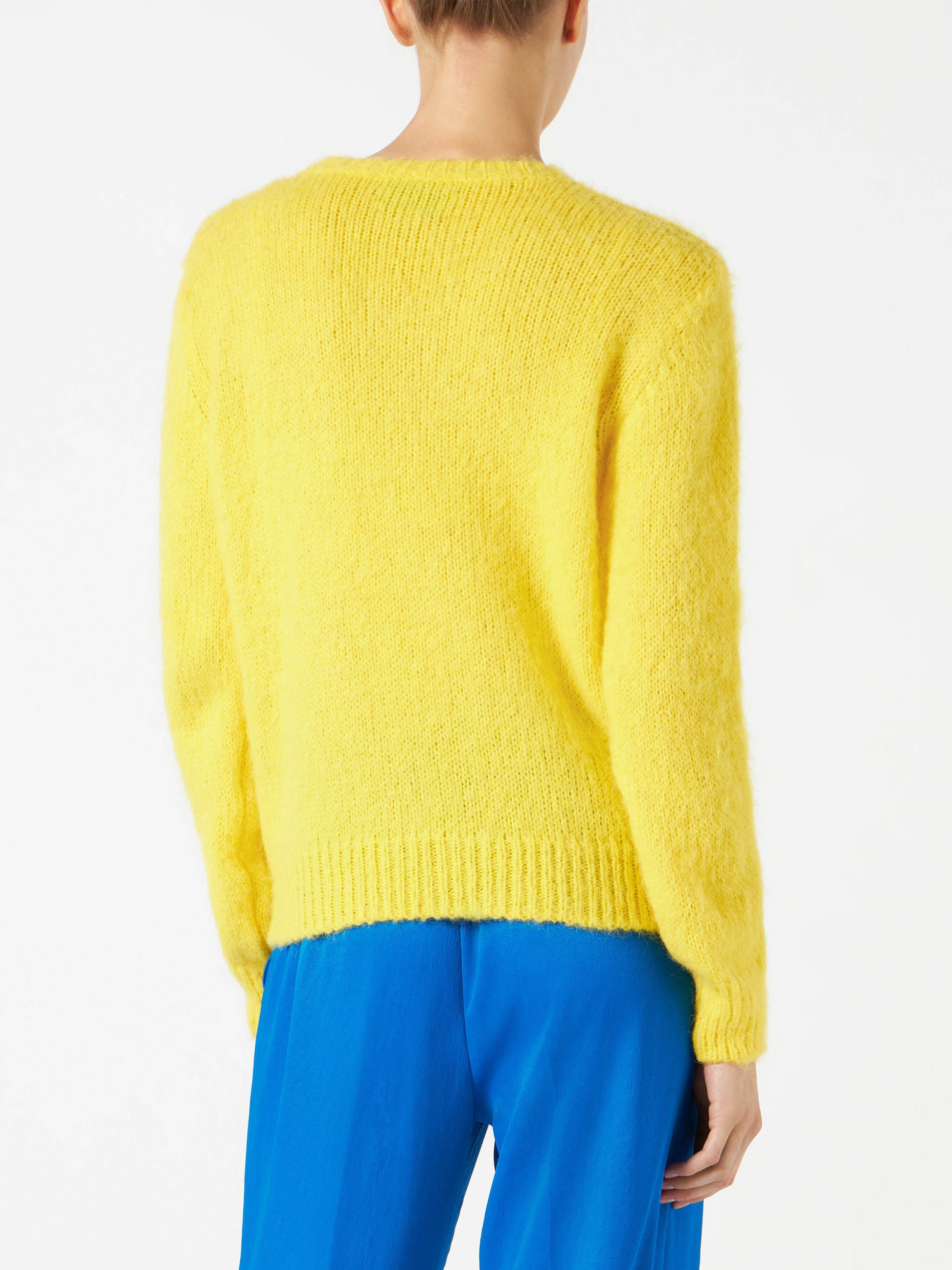 Woman yellow brushed sweater with embroidery - MC2 Saint Barth