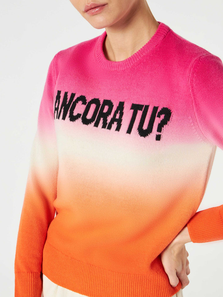 Fucsia and Orange degradé woman sweater Ancora tu writing - MC2 Saint Barth
