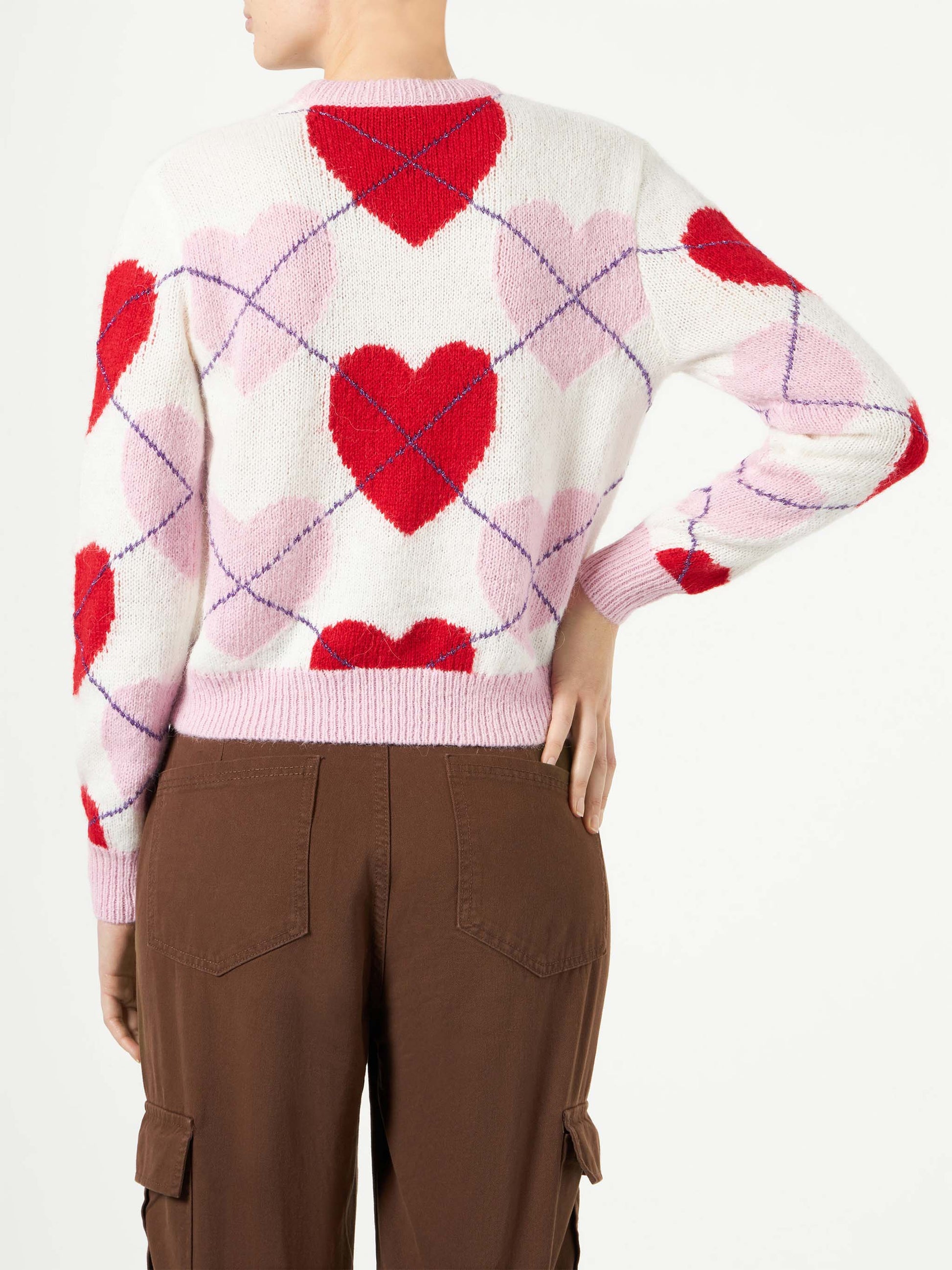 Woman brushed cropped sweater with heart pattern - MC2 Saint Barth