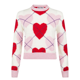 Woman brushed cropped sweater with heart pattern - MC2 Saint Barth