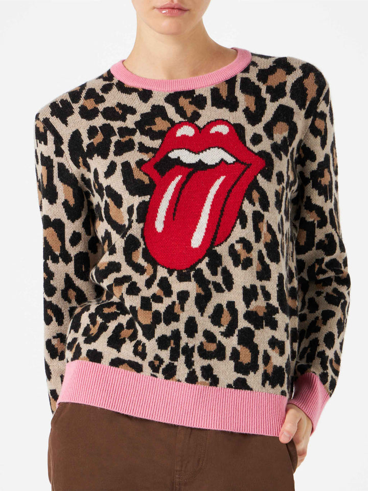 Woman brushed sweater with animalier print | THE ROLLING STONES® SPECIAL EDITION - MC2 Saint Barth