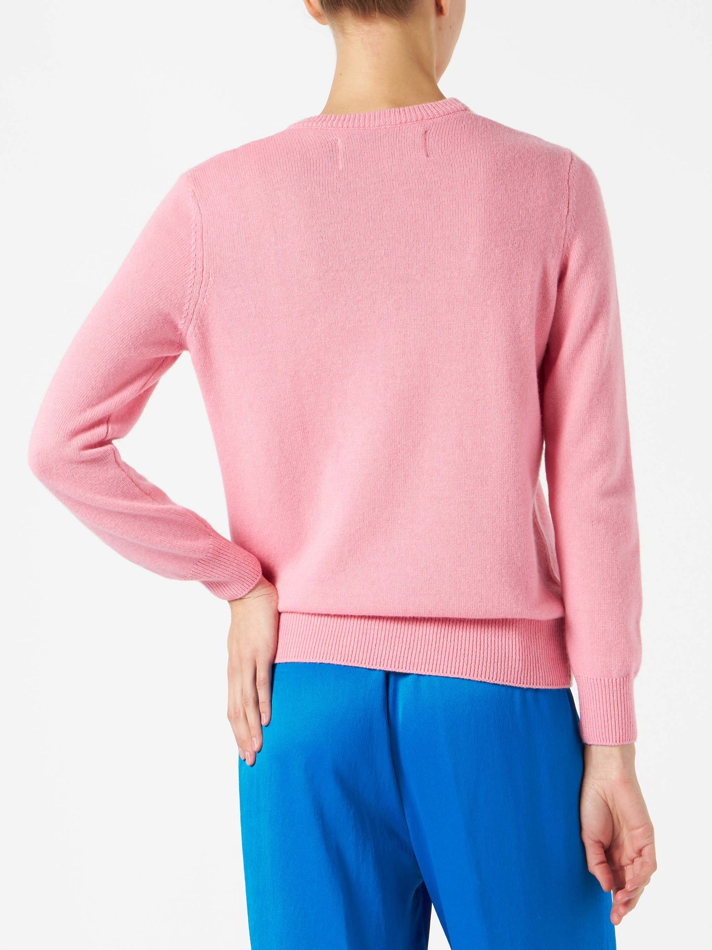 Woman pink sweater All you need is love embroidery - MC2 Saint Barth