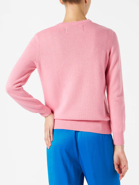 Woman pink sweater All you need is love embroidery - MC2 Saint Barth