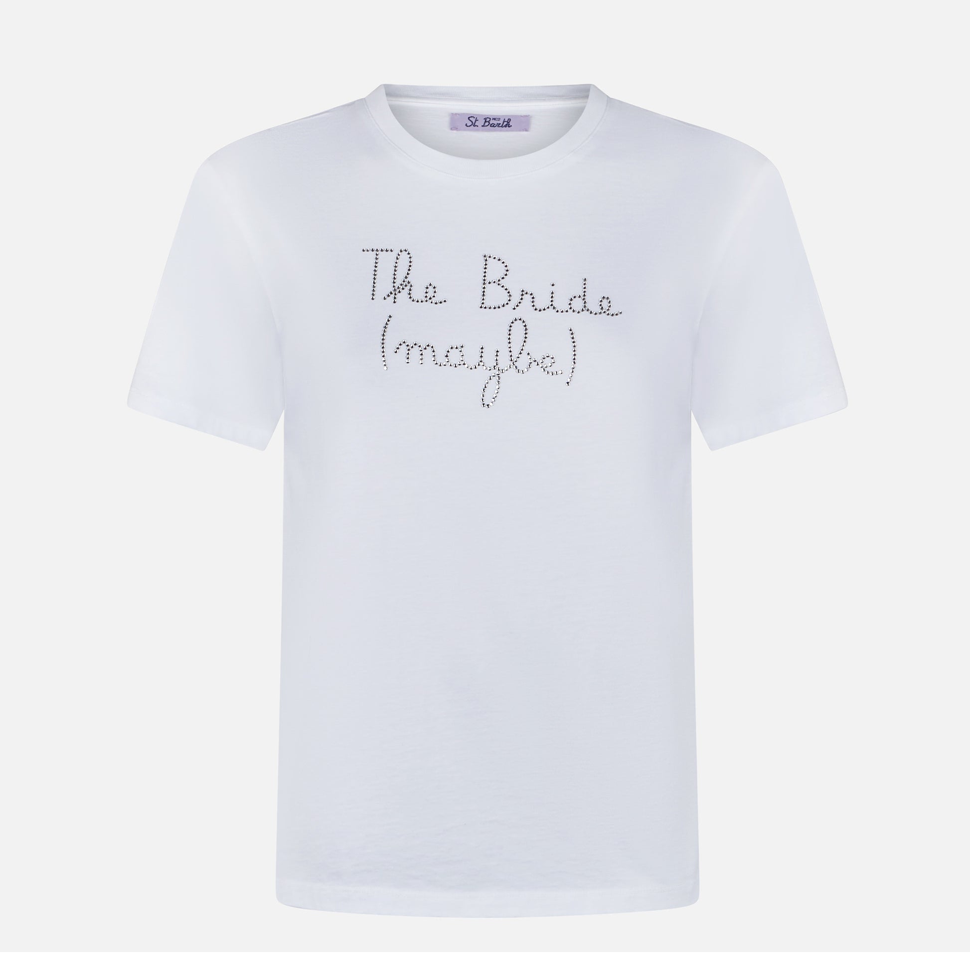 Woman cotton t-shirt with The Bride (maybe) rhinestone embroidery - MC2 Saint Barth