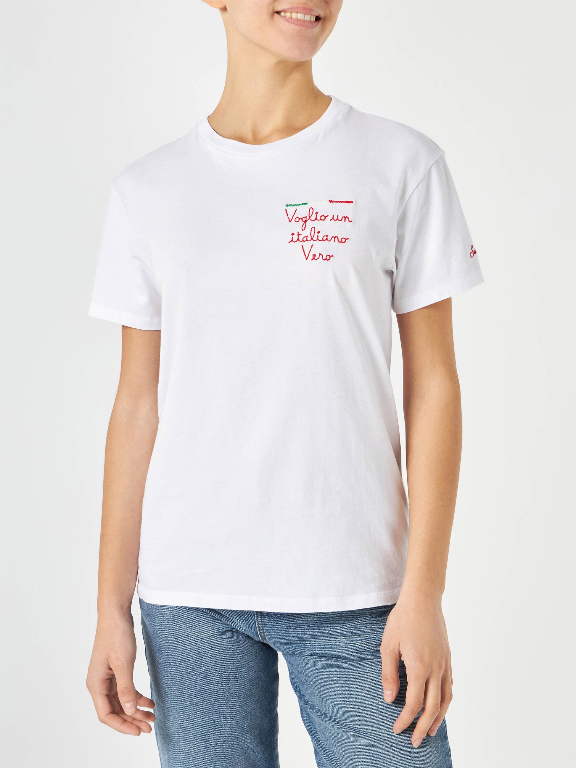 Woman cotton t-shirt with embroidery - MC2 Saint Barth