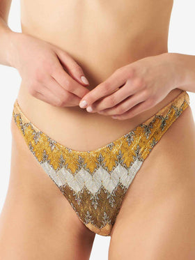 Gold chevron knitted cheeky swim briefs - MC2 Saint Barth