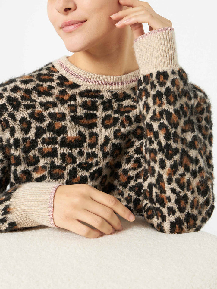 Woman brushed sweater with leopard pattern - MC2 Saint Barth